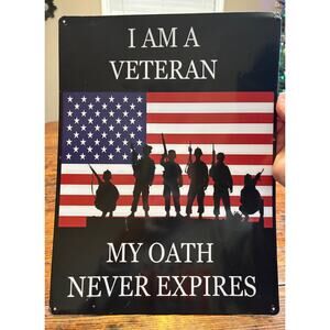 Retro Metal Sign Vintage I Am A Veteran Sign for Wall Art 15.75”x11.75”